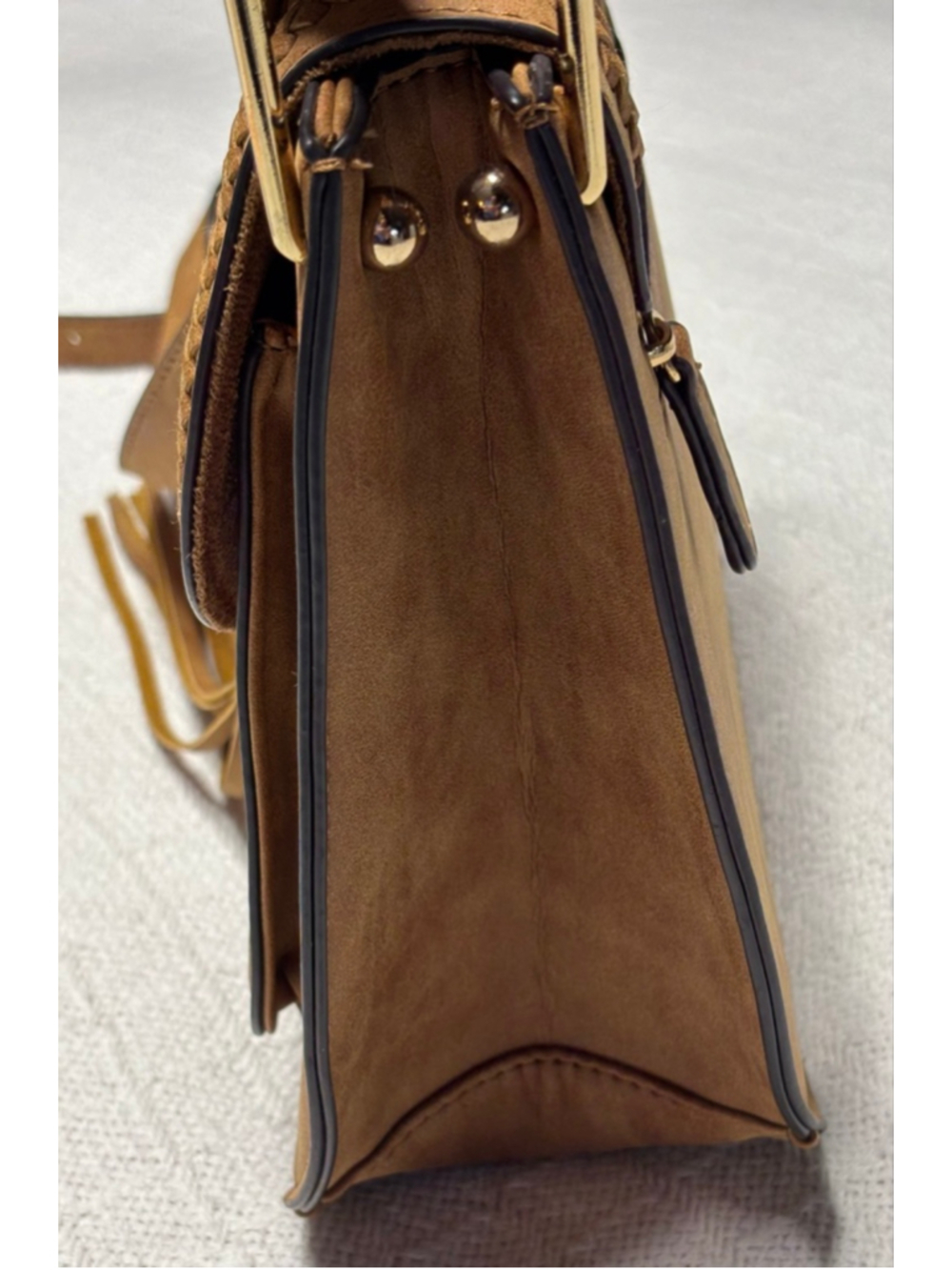 EUC Franco Sarto Western Equestrian Boho Tan Faux Leather "Rex" Saddle Bag - Picture 7 of 9